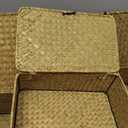 Set of 4 Wicker Baskets with Lids, Nautral Seagrass Storage Baskets, Woven Rectangular Basket Bins, Rattan Storage Organizer for Shelf Closet Bedroom(Natural Color)