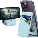 TopMade for MagSafe Wallet Magnetic Card Holder for iPhone 17/16/15/14/13/12 Series, Strongest Magnetic Phone Wallet Stand Adjustable, Slim Leather 5 Cards Holder, ID Window, RFID Blocking, Blue