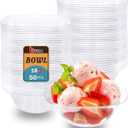 bUCLA 50Pack Clear Plastic Serving Bowls - 16oz Disposable Serving Bowls for Party Dessert/Ice Cream/Salsa/Snack