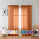 Aiyufeng Orange Sheer Curtains 72 Inch Length 2 Panels Set, Light Filtering Airy Rod Pocket Orange Window Curtain Treatment Drapes for Kitchen Bedroom Living, Each 42Wx72L Inches