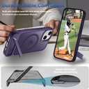 for iPhone 15 Case & iPhone 14 Case with Screen Protector+Lanyard Wrist Strap,Magnetic Translucent Matte Rugged Slim Phone Cover Built in Invisible Kickstand [Fit for MagSafe],Purple