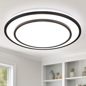 20" LED Flush Mount Ceiling Light Fixture Dimmable, Black Fixture Ceiling Mount 36W,Modern Close to Ceiling Light 5CCT for Living Room,Kitchen,Bedroom