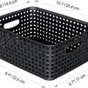 WYT Woven Storage Organizer Basket, 6-Pack Black Plastic Weave Baskets, 10.1 x 7.55 x 4.1