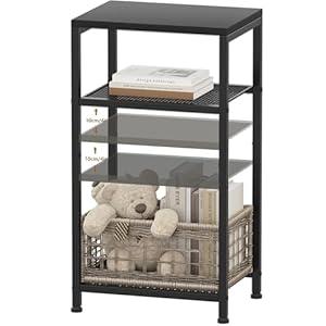 Heybly Small Side Table, 29.1" Tall End Table with Adjustable Shelf，Telephone Table, Nightstand, Accent Table Stand, Small Entryway Table, Bedroom, Living Room, Office, Bathroom, Black, HET003BK1