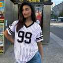 2 x Jersey Shirts for Women Oversized V Neck Tshirt Number Graphic Shirt Casual Y2k Streetwear Tee Tops