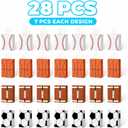 Leezmark 28 Pcs Sports Party Favor Bags - Sports Theme Paper Gift Bags with Handles for Basketball Soccer Baseball Football, Kids Sports Birthday Party Decorations & Goodie Bags