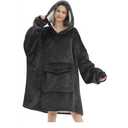 Mewkou Wearable Blanket Hoodie for Adult,Oversized Sherpa Fleece Blanket Hoodie for Women Men,Grey