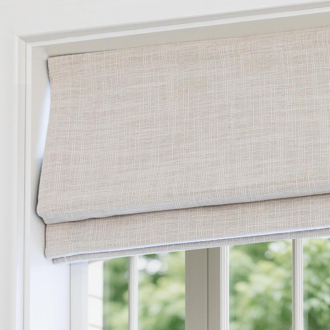 Comodex Cordless Blackout Roman Shades, Fabric Shades for Windows, Washable Roman Blinds for Indoor Windows, French Doors, Bedroom, 30W x 48H Inches