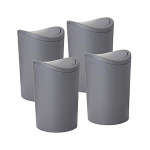 Superio Small Bathroom Trash Can with Lid, Modern Grey Mini Waste Bin with Swing Lid (1 1/2 Gallon, 6 Liter) Plastic Garbage Can for Kitchen, Bathroom, Bedroom, Office, Under Desk (4, Grey)