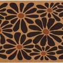Boho Door Mat Retro Floral Outdoor Welcome Mats,Cute Outside Entrance Non Slip Doormat, Porch Back Door Home Decor(17X30in, Black Flower)