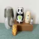 Elephant Panda Nesting Dolls - Cute Animal Matryoshka Doll Handmade Wooden Dolls for Children Christmas Birthday Decoration Halloween Wishing Gift,Set of 5