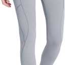 baleaf Women's Fleece Lined Leggings Waterproof Hiking Petite Pants Zipper Pockets Winter Thermal Warm Cold Weather, Medium, Frost Gray
