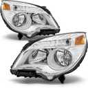 Headlight Compatible with Chevy Equinox 2010 2011 2012 2013 2014 2015 Chevrolet Equinox Halogen Type Projector Clear Lens Chrome Housing Amber Reflector Headlamp Replacement Pair