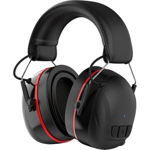 Gel Cushions Ear Muffs, Bluetooth 5.4 Hearing Protection Headphones with 1200mAh Battery, 120H Working Time, 30dB SNR, Larger Buttons for Easy Operation, Superior Stereo Sound Quality (Black)