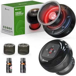 2 Pack 5in1 Smart Dynamic Cupping Set, Electric Cupping Device with Red Light, Heated Cupping Massager with 12Level Suction & Heat, Cupping Machine for Pain Relief, Muscle Soreness, Knots, Aches