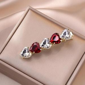 2Pcs Valentines Heart Hair Clips Rhinestone Heart Hair Barrettes Red White Hearts Hair Pins Cute Hair Accessories for Women Girls Valentines Day Party Supplies