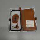 TUCCH Removable Crossbody Case Wallet for iPhone 17 (6.3-inch) 2025, Wireless Charging, RFID Blocking 9 Card Slots, Lanyard, Wrist Strap, Zipper Pocket, PU Leather, Stand Magnetic Cover, Light Brown