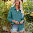 Satin Button Down Shirts for Women Long Sleeve Slim Fit Office Blouses Casual Business Silk Tops with Pocket S-XXL