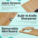 Bamboo Cutting Board Set with Knife Sharpener  Thick Wood Boards with Juice Groove, Silicone Container & Handles Non-Toxic Over Sink Design Ideal Kitchen Gifts