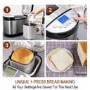 KITCHENARM 29-in-1 SMART Bread Machine with Gluten Free Setting 2LB 1.5LB 1LB Bread Maker Machine with Homemade Cycle - Stainless Steel Breadmaker with Recipes Whole Wheat Bread Making Machine (29 Programs - 3 Loaf Sizes - 3 Crust Colors)