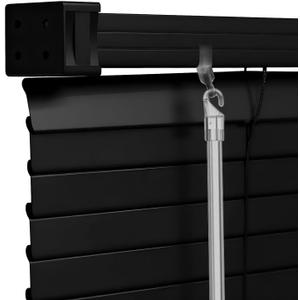 100% Privacy 1" Vinyl Cordless Mini Blinds for Indoor Windows,L-Shaped Blades Horizontal Room Darkening & Light Filtering shutters for Home 19.5" WX48 H Black