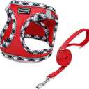 Mercano Soft Mesh Dog Harness and Leash Set, No-Chock Step-in Reflective Breathable Lightweight Easy Walk Vest Harnesses with Safety Buckle for Small Dogs, Cats (Red, M) (M (Chest: 15"-17"))