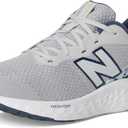 New Balance Unisex-Child Fresh Foam Arishi V4 Lace-upRunning Shoe (4 Big Kid, Grey Matter/Vintage Indigo/Melon Water)