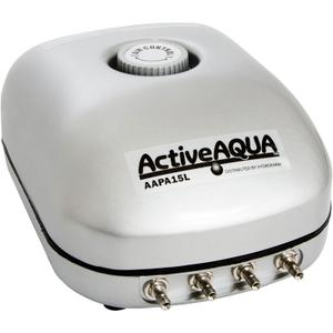 Hydrofarm AAPA15L Active Aqua, 4 Outlets, 6W, 15 L/min Air Pump, Silver,Grey