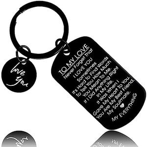 To My Love Anniversary Keychain for her him, Valentines Anniversary Birthday Meaningful Gifts for Boyfriend Girlfriend Husband Wife. Greeting Card Love Keyring for Men Women Lover Soulmate, Pack of 7