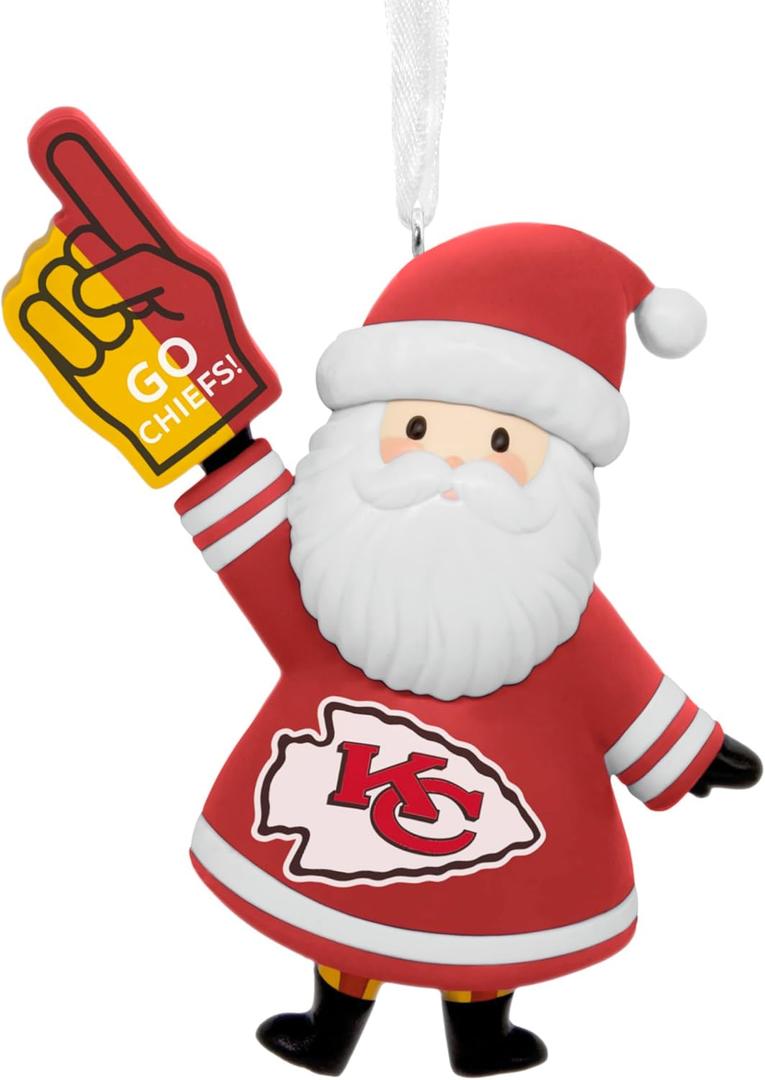 Hallmark Christmas Ornament, NFL Kansas City Chiefs Santa Fan Ornament, Gifts for Sports Fans