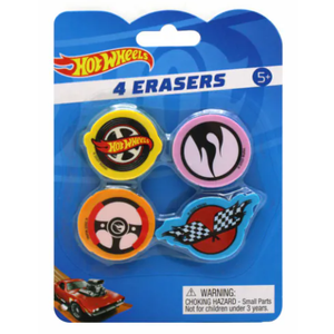 Hot Wheels Two Packs Of 4 Each Erasers Set of 2