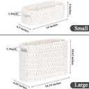 Boho Toilet Paper Storage Baskets, Cotton Rope Woven Bathroom Basket Set of 1, Standing Toilet Paper Holder for 6 Mega Rolls,Storage Bins for Toilet Tank Top, Bathroom Organizer Decor (White 1 Pack)