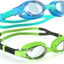 ZABERT 2 Pack Kids Swim Goggles, Swimming Goggles for Kids Toddler Youth Girls Boys Junior Jr Childrens Child Little Baby Age 3 4 5 6 7 8 9 10 11 12 Years Anti Fog Clear Blue Teal Black Green