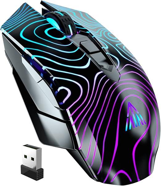 SOLAKAKA SM10 RGB Wireless Gaming Mouse, Gaming Mice with Tri-Modes (BT5.0+BT5.0+2.4GHZ), Rechargeable Computer Mouse Wireless for Laptop/PC/Windows/Mac, Black