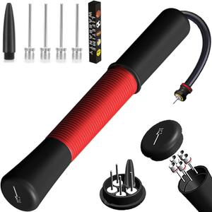Ball Pump with Needle Storage(Never Lose Pin) Basketball Pump with 5 Needles and Extendable Cable, Soccer Football Pumps, Volleyball Pump Rugby Ball Inflator - Great for All Balls
