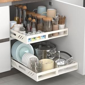 Tksrn Expandable Pull Out Cabinet Organizer,Adjustable Slide out Drawer Organizer for Kitchen Cabinets, Roll Out Shelf Storage with Adhesive Nano Film for Kitchen Cabinet Organization size : 11.8"Wx21"D , Pack of 1