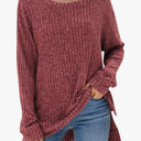 Long Sleeve Sweaters Women's 2024 Fall Winter Fashion Loose Fit Long Sweatshirts for Women Women's Knitted Blouses,Size XL