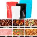 100 Pack Stand up Bags, Resealable Bags, Smell Proof Bags for Sealing Storage, Scratch Resistant Hand Storage Bags. (Red, 5.57.9 inch)