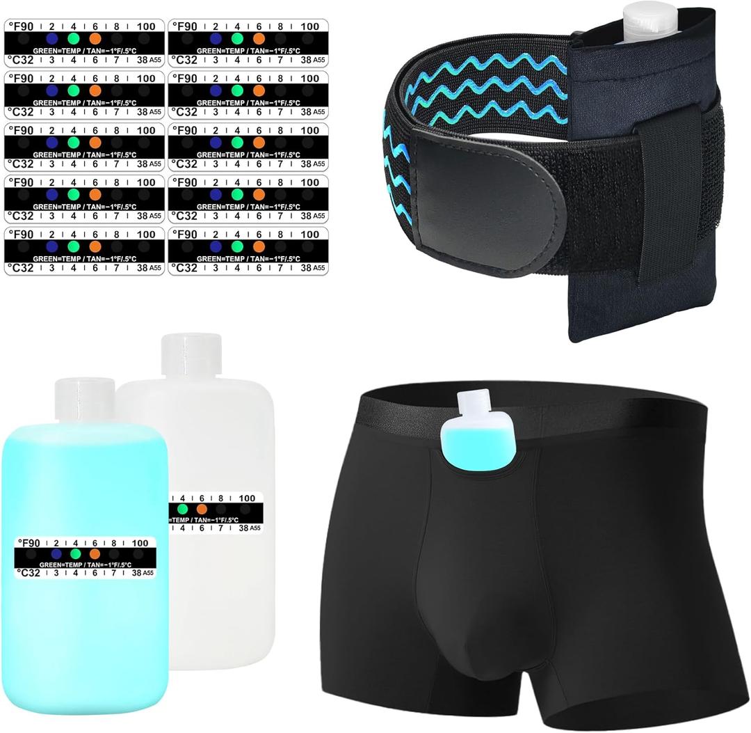 Urine Test Complete Kit - 2 Urine Bottles of 3.5 oz Each, 1 Hi-Stretch Hidden Leg Strap, 10 Temperature Test Strips and 1 Storage Pouch, 1 Lining Pocket Boxer Brief for Travel Testing (L)