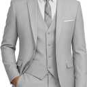 WOMS Mens Suit 3 Pieces Slim Fit Suits for Men Formal Tuxedo Business Suit Wedding Prom Groom Suits Dinner Party (Gray, S)