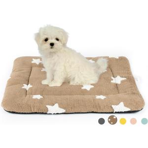 Mora Pets Dog Crate Pad Kennel Bed Crate Mat for Small Dogs Washable Cute Star Pet Bed for Dog Cage Ultra Soft Flat Puppy Cat Kitten Pillow Cushion for Sleeping Anti-Slip Brown 24 x 18