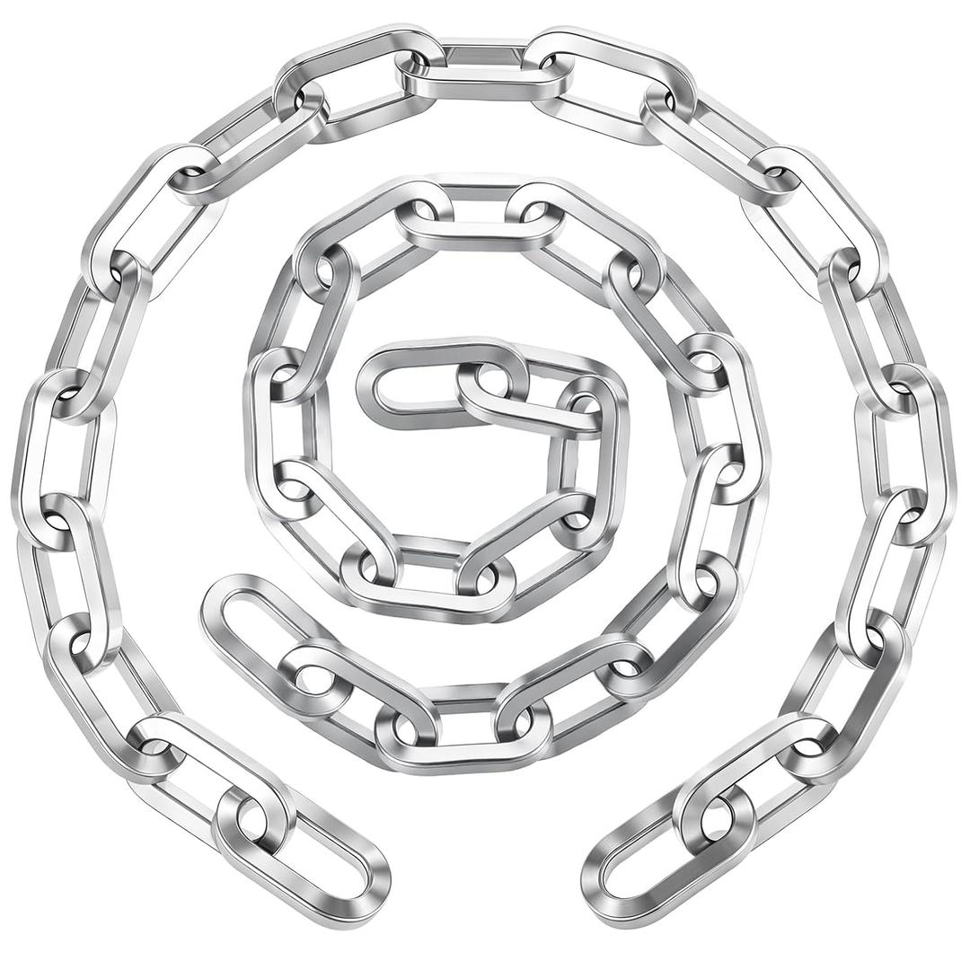 2 Pack Gate Chains for Outdoor Fence 2ft x 1/4" Metal Chain Fence Lock Rustproof Metal Gate Latch Chains Carbon Steel Chain for Garden, Yard, Barn(Silver, No Lock)