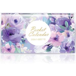 4 x Pocket Calendar 2026-2027 for Purse, Small Pocket Planner 2026-2027 for Purse 3.56.5In,24 Month Organizer from Jan 2026- December 2027 Mini Planner with Pvc Cover for Organizing & Planning (Flower)
