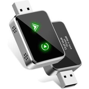 Wireless CarPlay Adapter for IPhone, 2025 Upgrade 2-in-1 CarPlay & Android Auto Adapter, Mini Size Converts Wired to Wireless Car Play with USB & Type-C, Plug and Play, Stable Control & No Delay