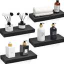 Black Floating Shelves for Wall, 15.7 x 5.9 x 1.5 inch Wall Shelves for Bedroom, Living Room, Kitchen and Home Decor (Set of 4)