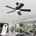 FUMLTP 42 inch Modern Ceiling Fans with Lights APP/Remote Control, Low Profile Reversible 6 Speeds Ceiling Fan Light for Indoor/Outdoor Patio Bedroom Living Room,Black