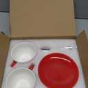 ionEgg Porcelain Coffee Cup with Saucer 220ml/7.3oz for Cappuccino, Latte, and Tea, Red, Set of 2