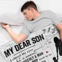 Gifts for Son from Mom Fathers Day Birthday Gifts to My Son Blanket Boys Christmas Valentines Day Gifts for Him Love Son Letters Printed Soft Throw for Bed Couch 60" x 50"