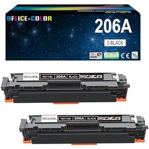 2 Pack Replacement for HP 206A Black Toner Cartridge W2110A for HP Color LaserJet Pro MFP M283cdw M283fdw M282nw M255dw,M255nw Toner Printer Ink (with Chip)
