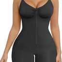 SHAPERX Women's Shapewear Bodysuit Tummy Control Seamless Zip-Up Body Shaper Waist Defining Silhouette (Black, XS)